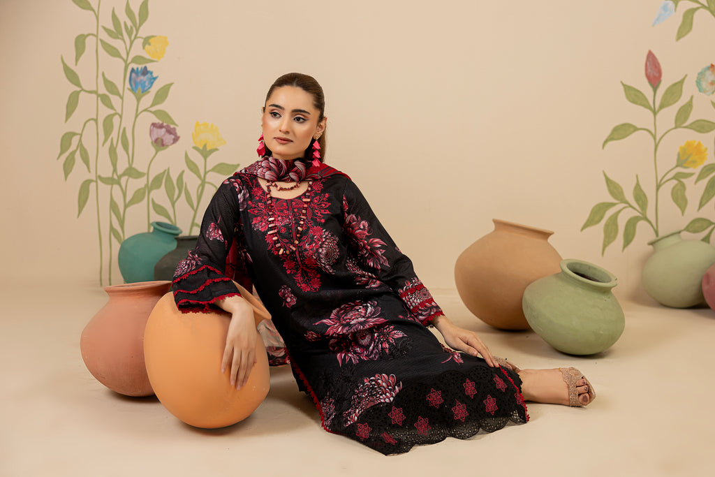 3 PIECE - UNSTITCHED EMBROIDERED LAWN SUIT