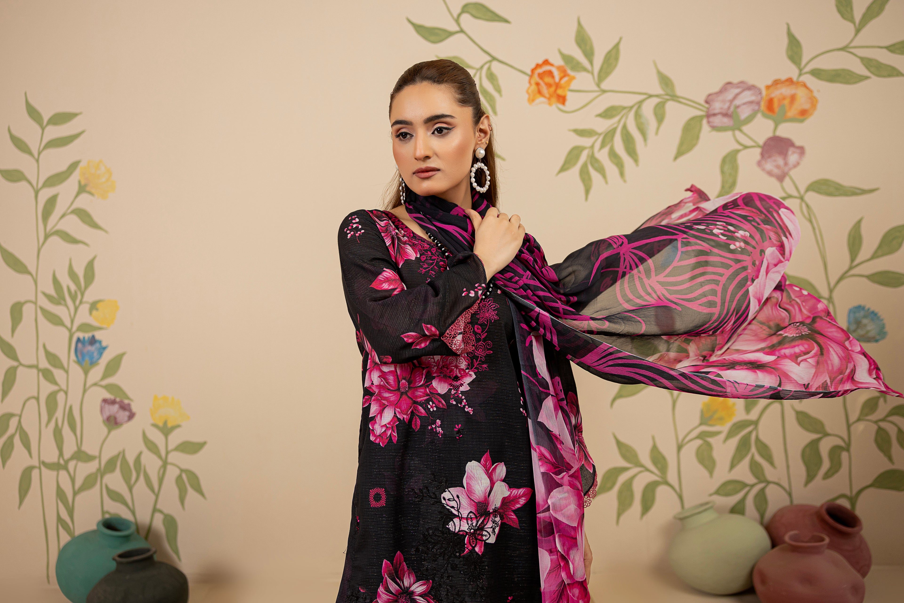 3 PIECE - UNSTITCHED EMBROIDERED LAWN SUIT
