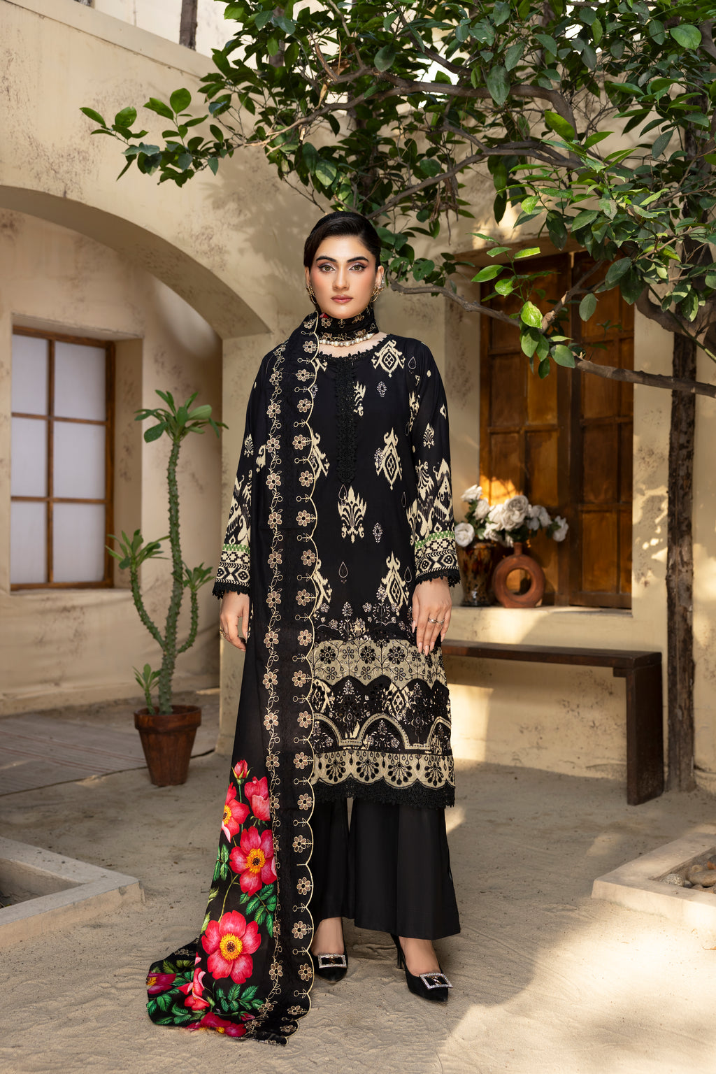 BIN NAEEM Royal Embroidery Vol-01 | 3 Piece Unstitched Cambric Suit