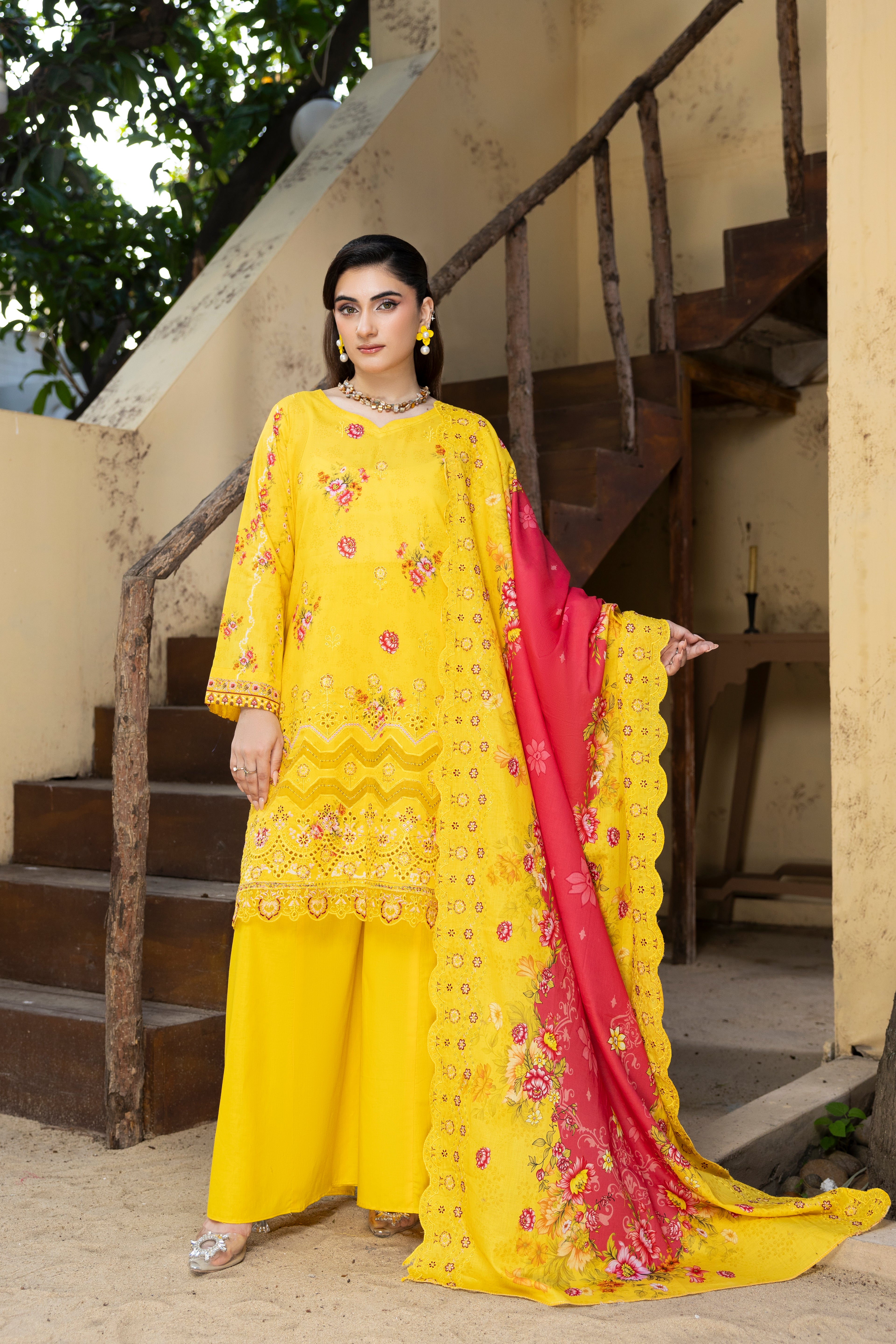 BIN NAEEM Royal Embroidery Vol-01 | 3 Piece Unstitched Cambric Suit