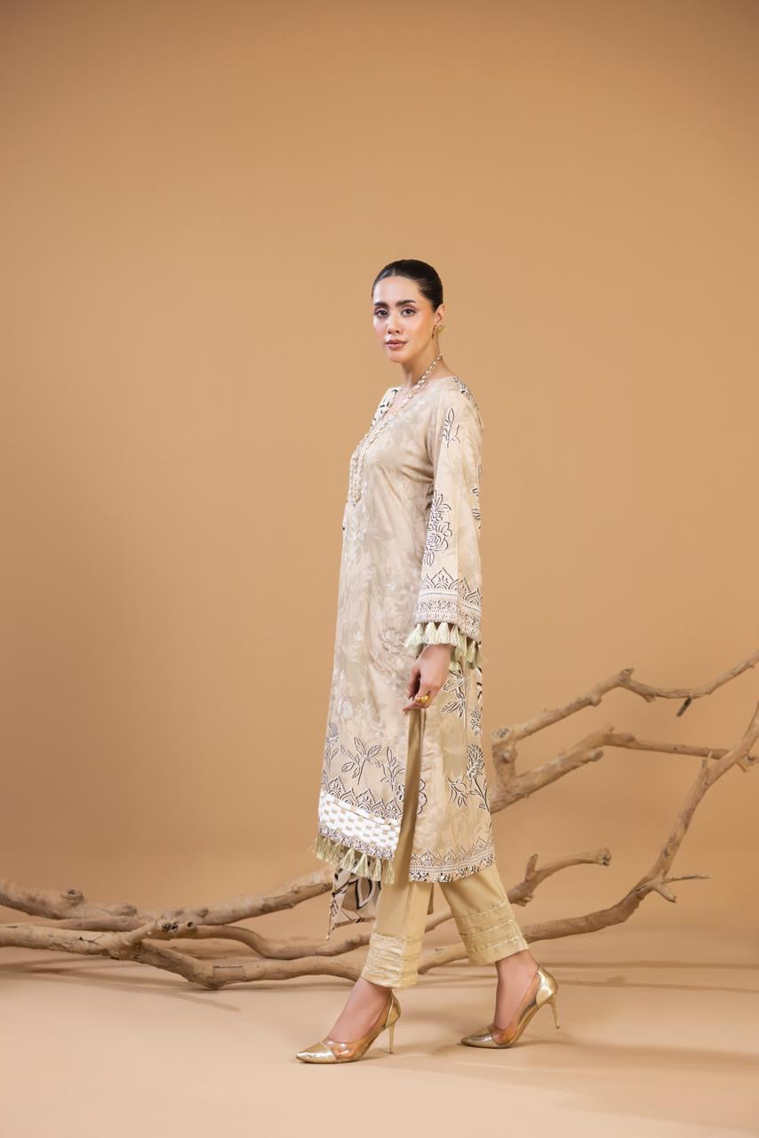 3 PIECE - UNSTITCHED EMBROIDERED KARANDI SUIT
