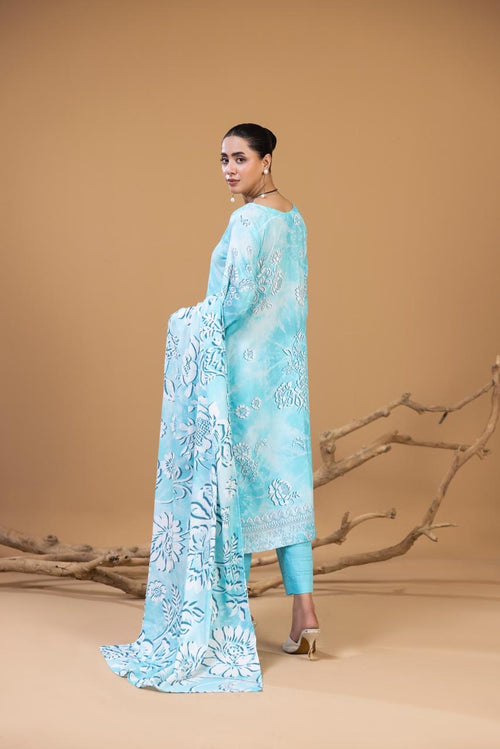 3 PIECE - UNSTITCHED EMBROIDERED KARANDI SUIT