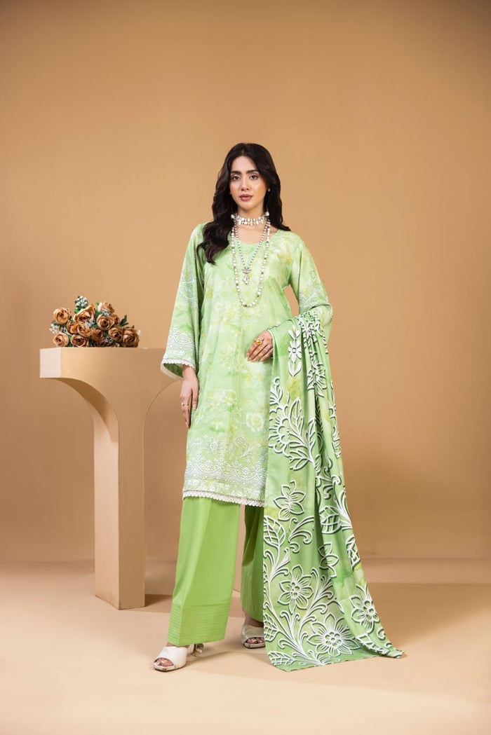 3 PIECE - UNSTITCHED EMBROIDERED KARANDI SUIT