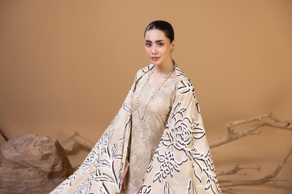 3 PIECE - UNSTITCHED EMBROIDERED KARANDI SUIT