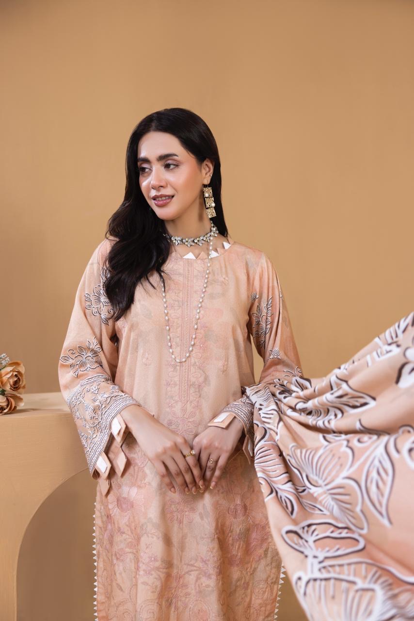3 PIECE - UNSTITCHED EMBROIDERED KARANDI SUIT