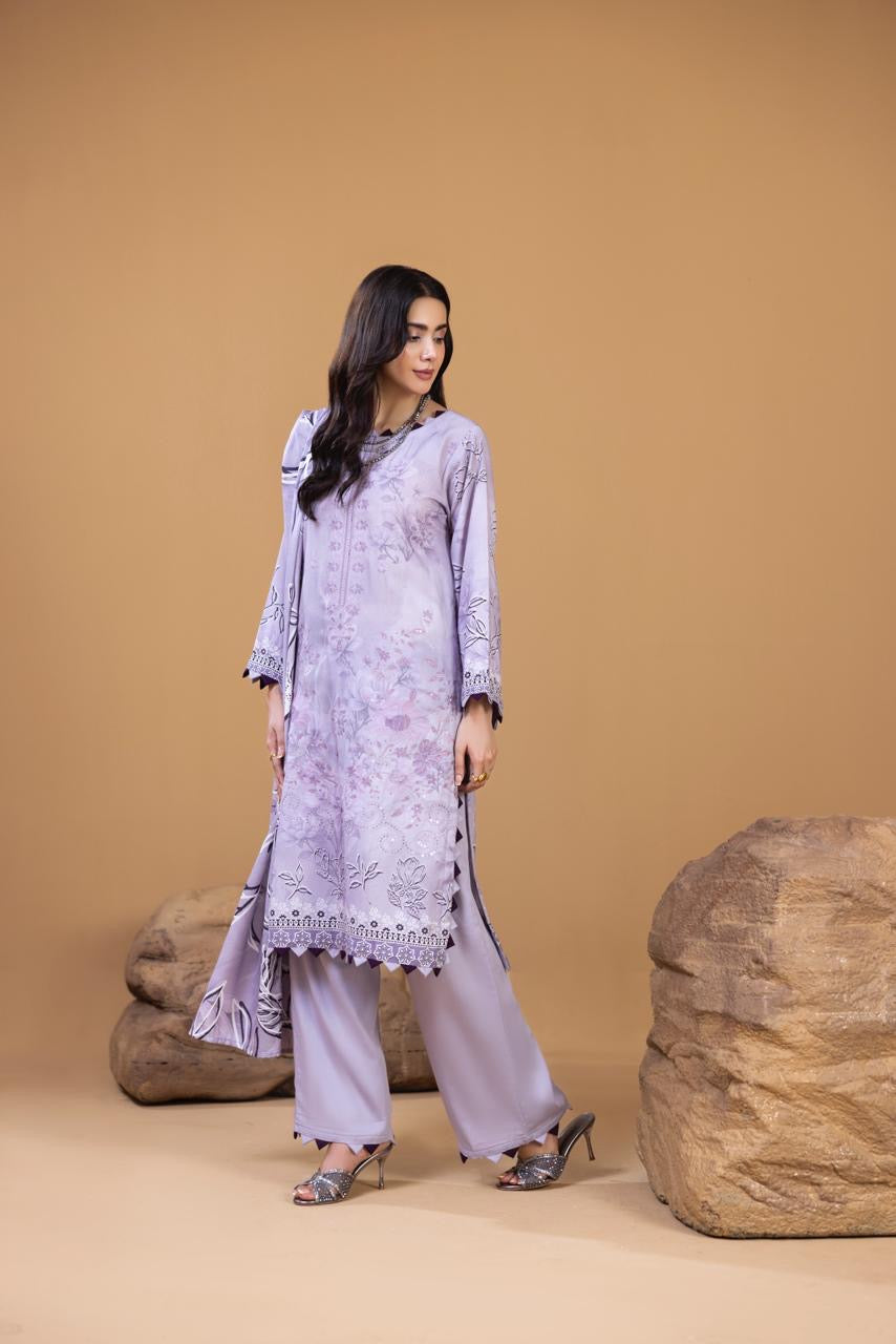 3 PIECE - UNSTITCHED EMBROIDERED KARANDI SUIT