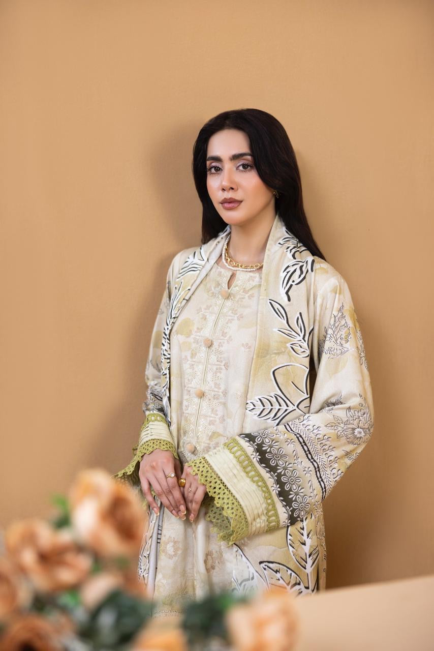 3 PIECE - UNSTITCHED EMBROIDERED KARANDI SUIT