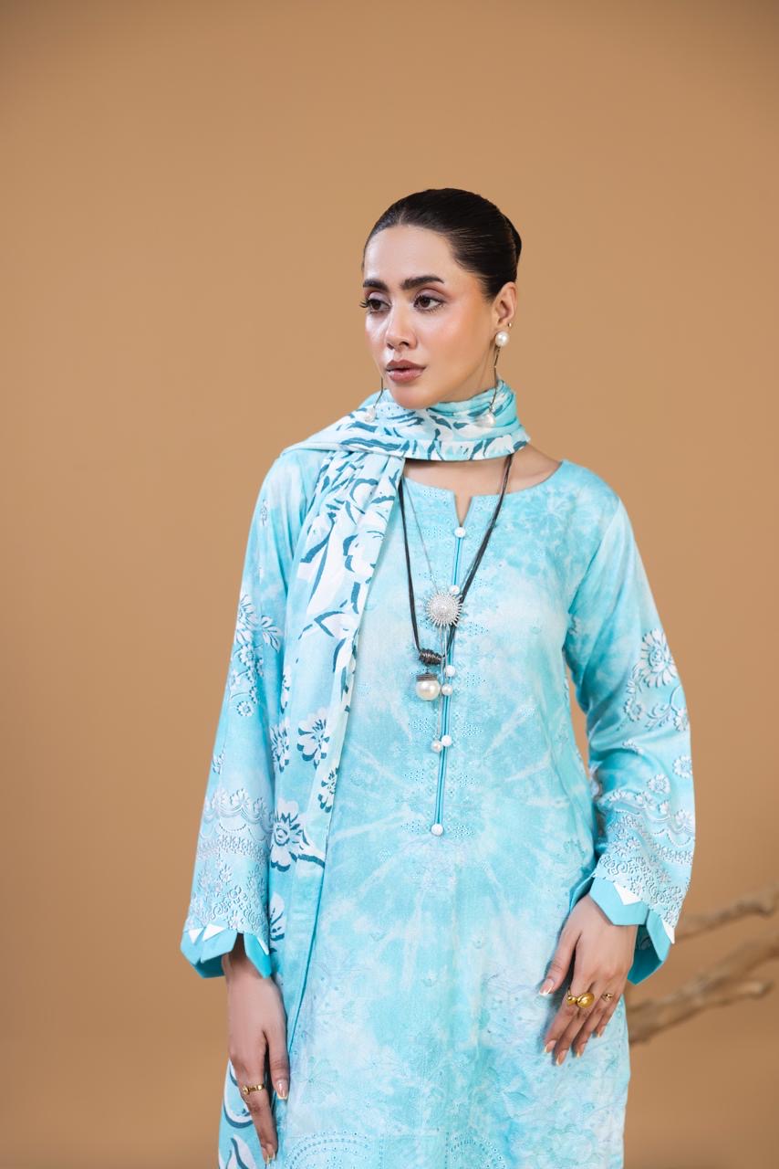3 PIECE - UNSTITCHED EMBROIDERED KARANDI SUIT