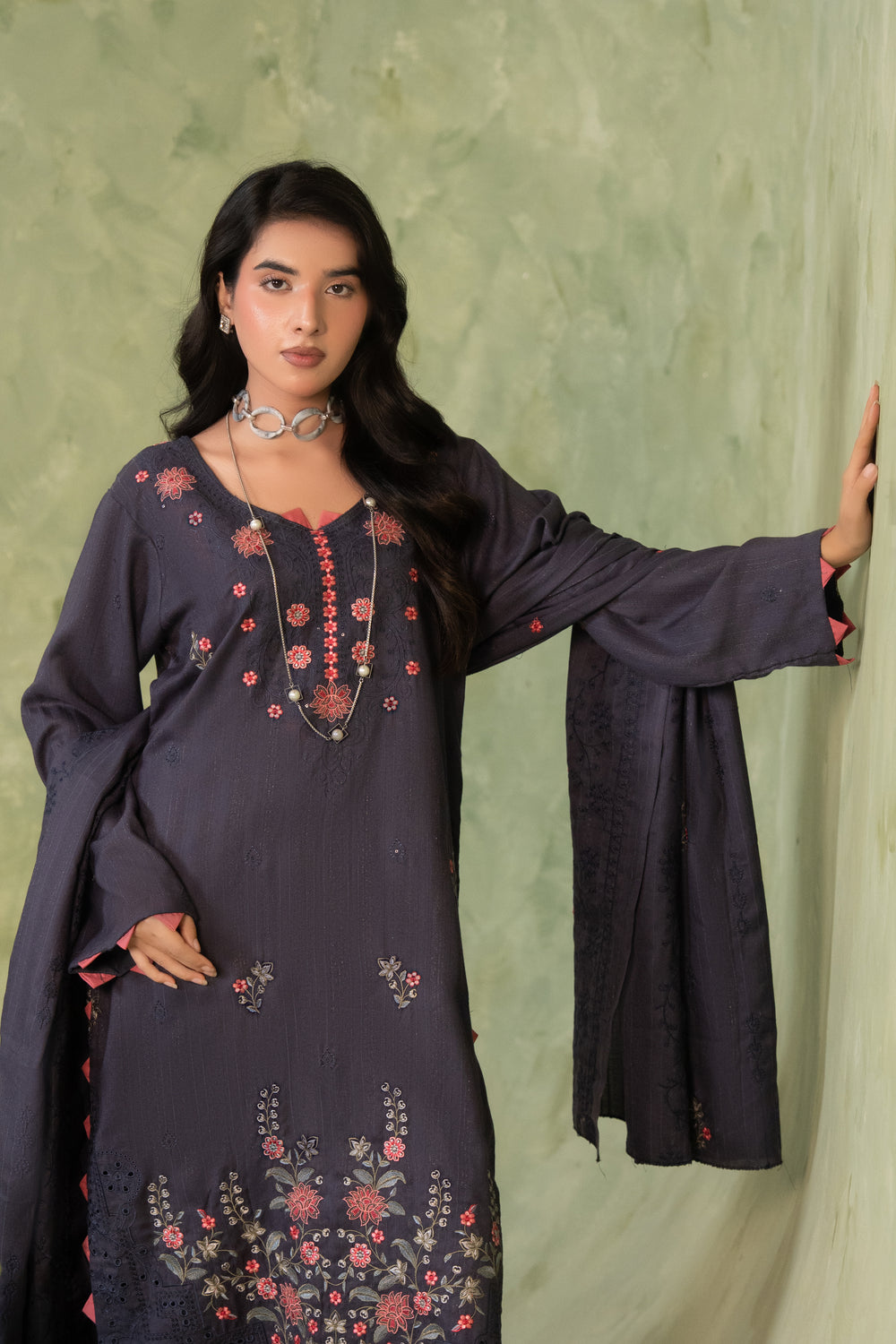 SHEEN LUXE 3PC EMBROIDERED WITH READY TO WEAR DUPATTA