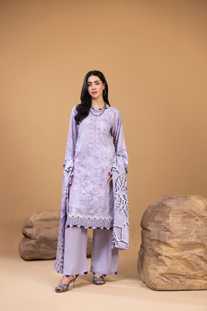 3 PIECE - UNSTITCHED EMBROIDERED KARANDI SUIT