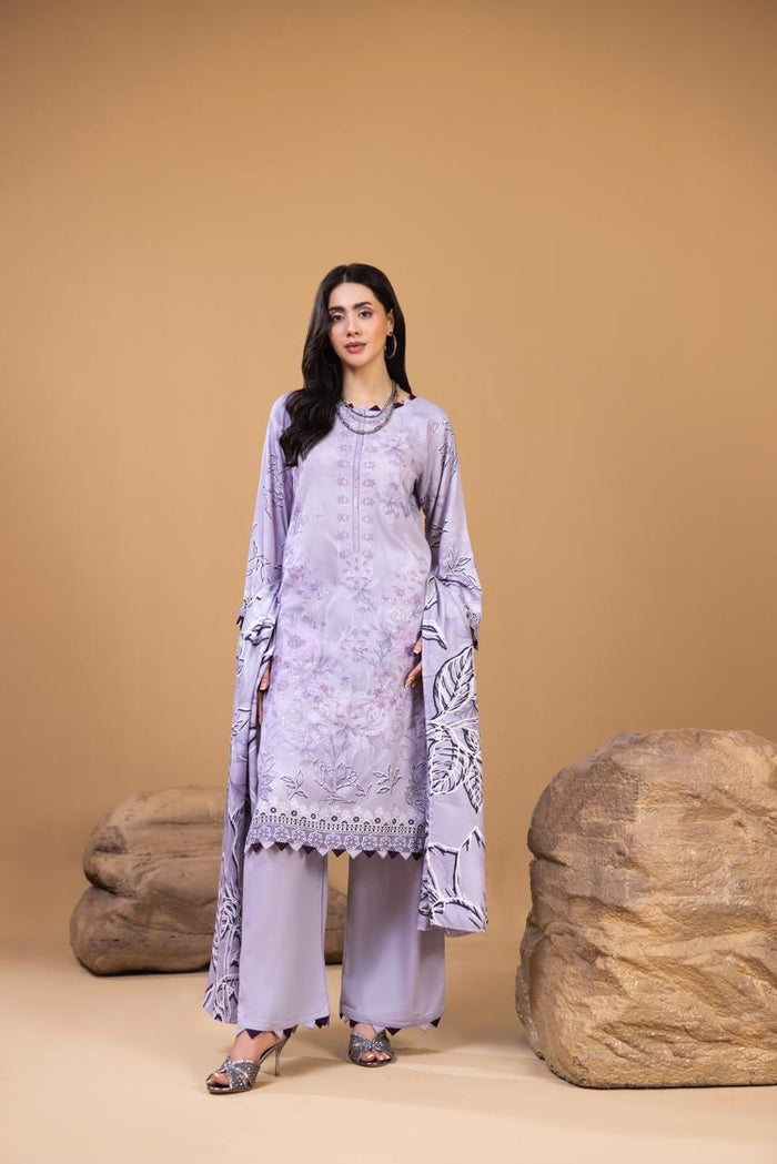 3 PIECE - UNSTITCHED EMBROIDERED KARANDI SUIT