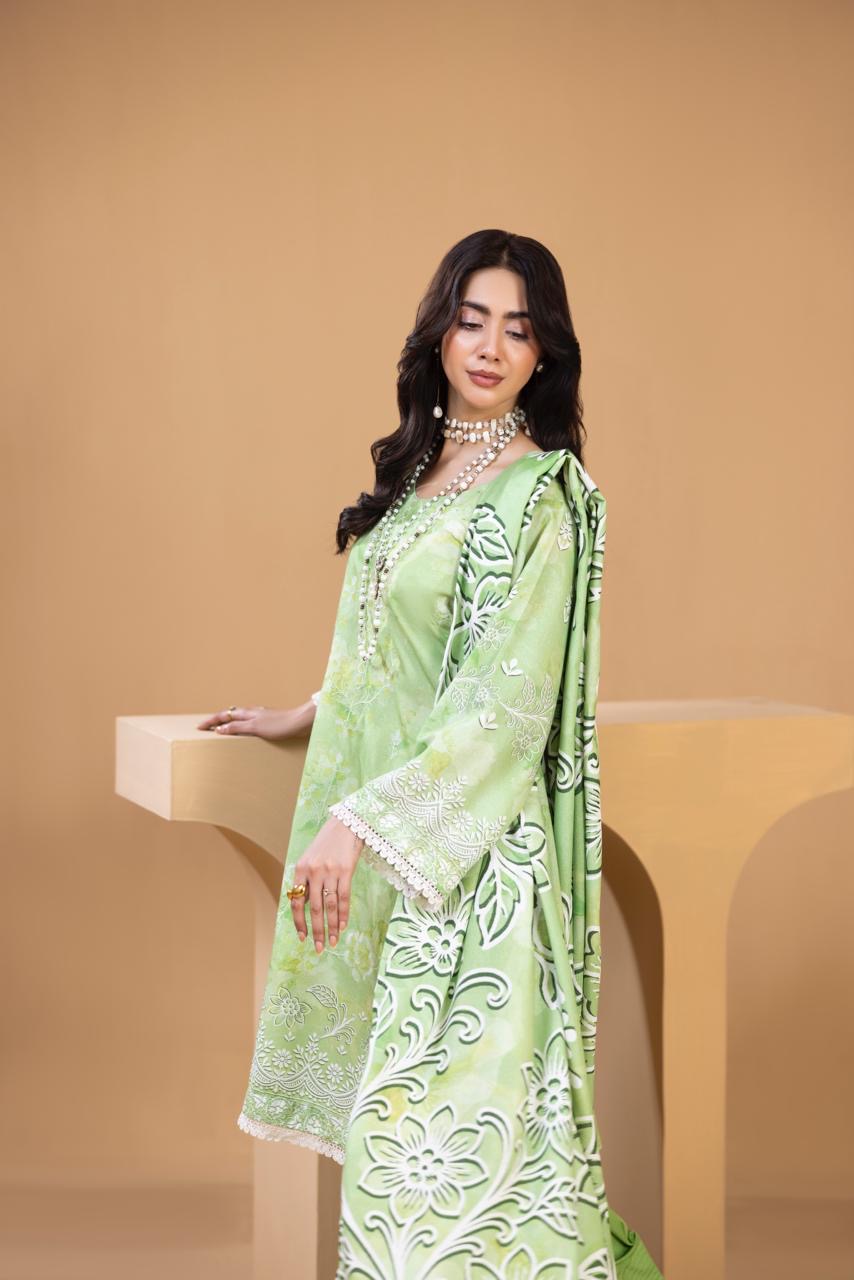 3 PIECE - UNSTITCHED EMBROIDERED KARANDI SUIT