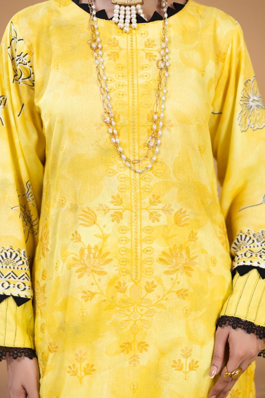 3 PIECE - UNSTITCHED EMBROIDERED KARANDI SUIT