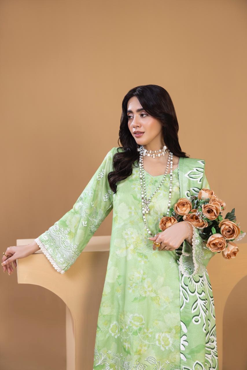 3 PIECE - UNSTITCHED EMBROIDERED KARANDI SUIT