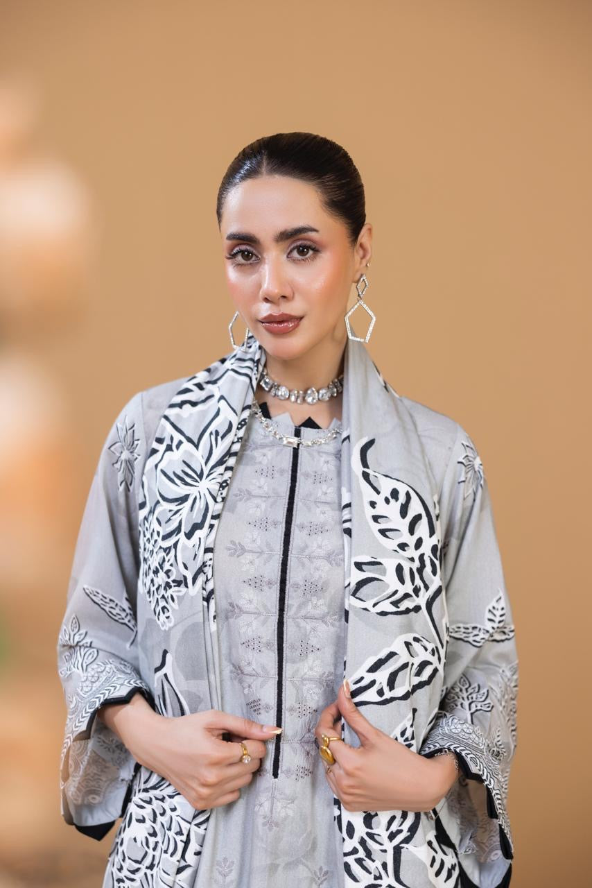 3 PIECE - UNSTITCHED EMBROIDERED KARANDI SUIT