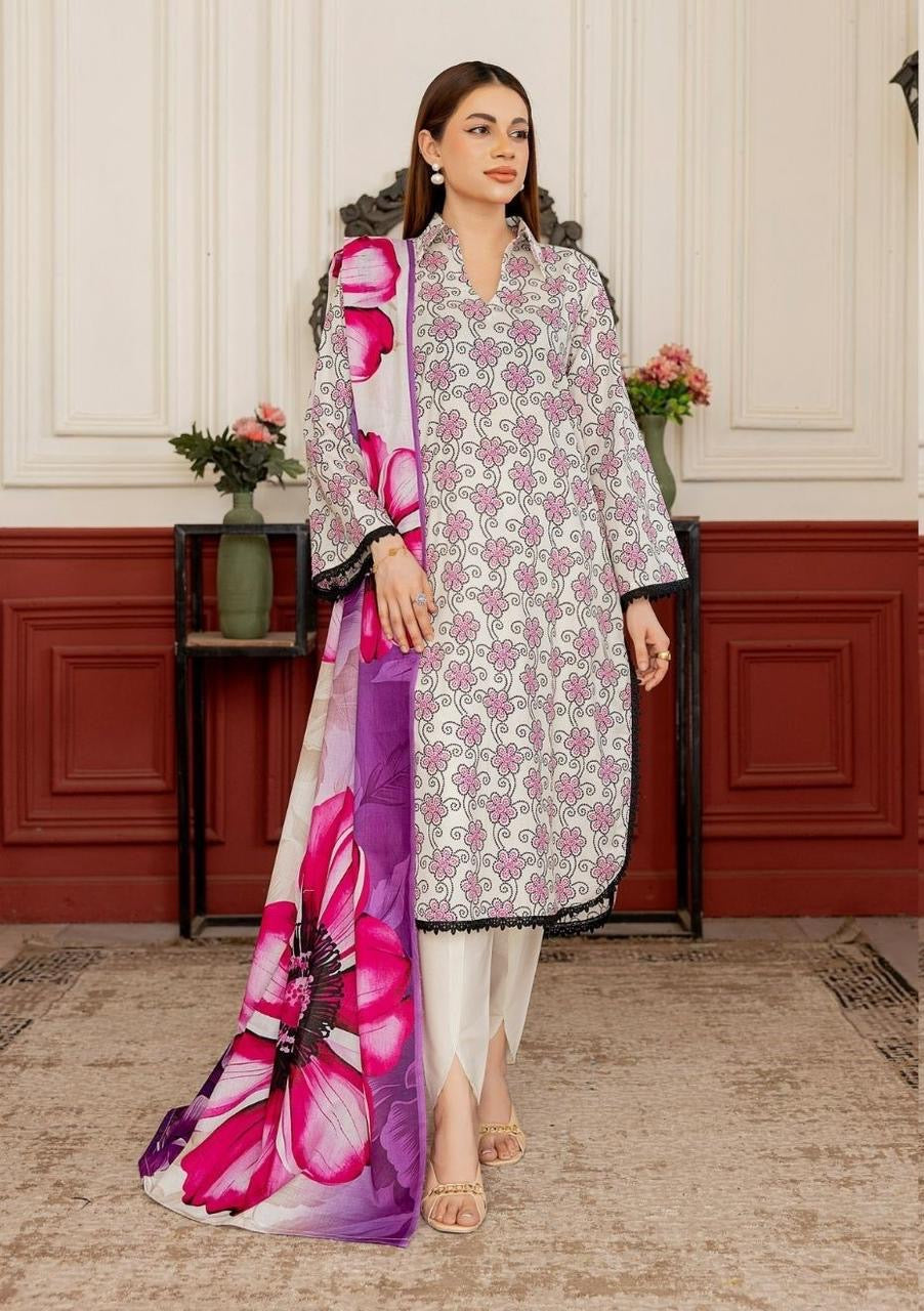 3 PIECE - EMBROIDERED LAWN SUIT