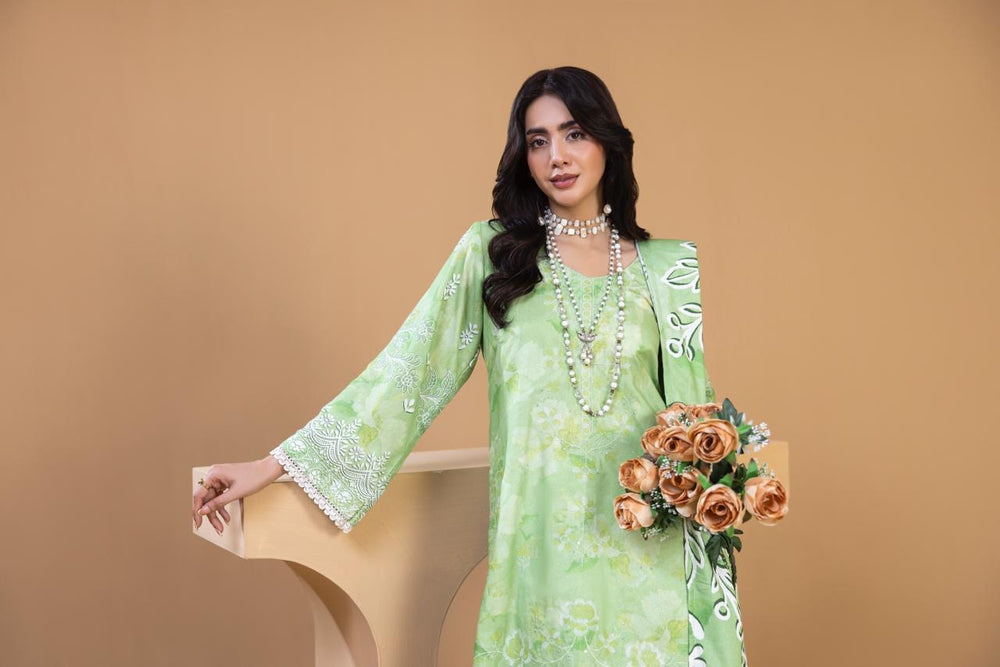 3 PIECE - UNSTITCHED EMBROIDERED KARANDI SUIT