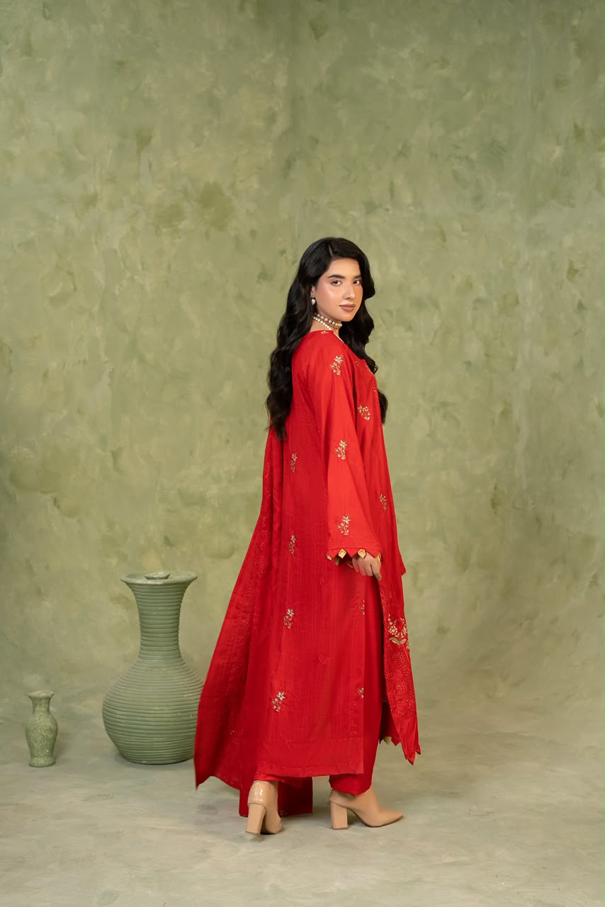 SHEEN LUXE 3PC EMBROIDERED WITH READY TO WEAR DUPATTA