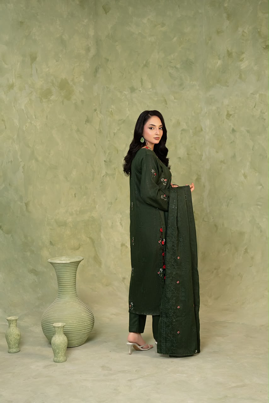 SHEEN LUXE 3PC EMBROIDERED WITH READY TO WEAR DUPATTA