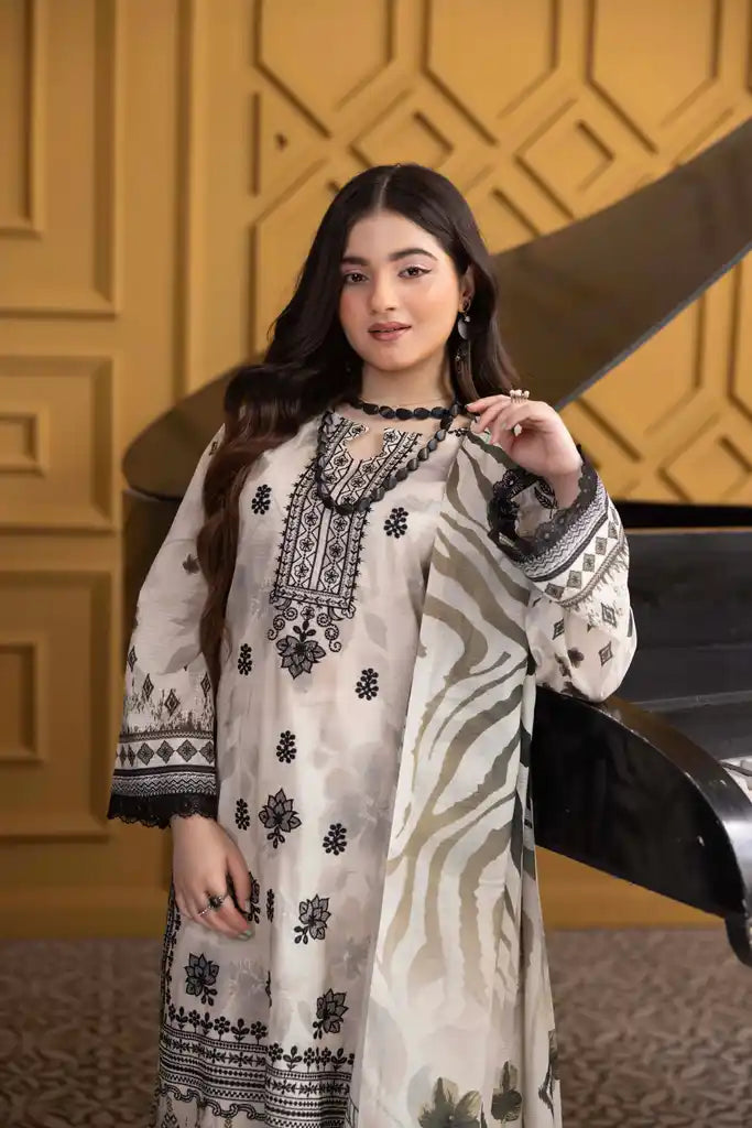 3 PIECE - EMBROIDERED LAWN SUIT
